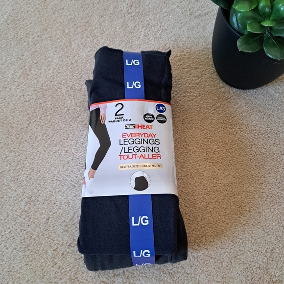 32° Degrees Heat Leggings 2 Pack Size Large Navy Blue Charcoal Grey Stretch - Picture 1 of 12